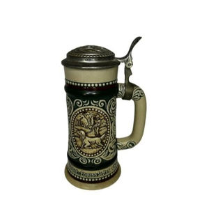 Vintage 1978 AVON Fishing Lidded Beer Stein Mug Rainbow Trout Hunting Dog